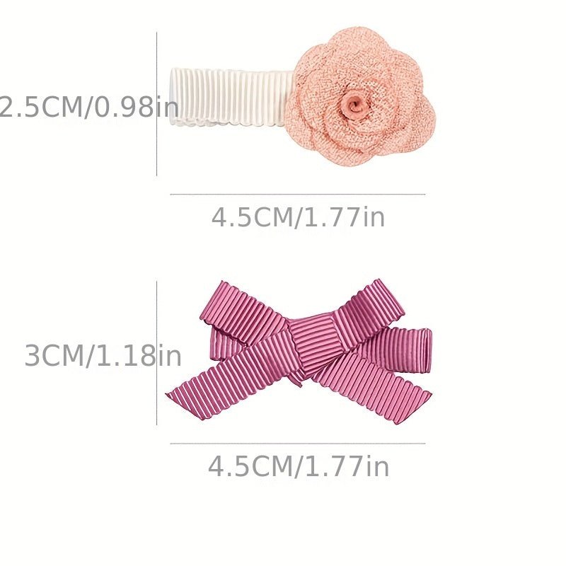 10pcs Girls' Flower Hairpin Bow Lace Faux Pearl Hair Clips