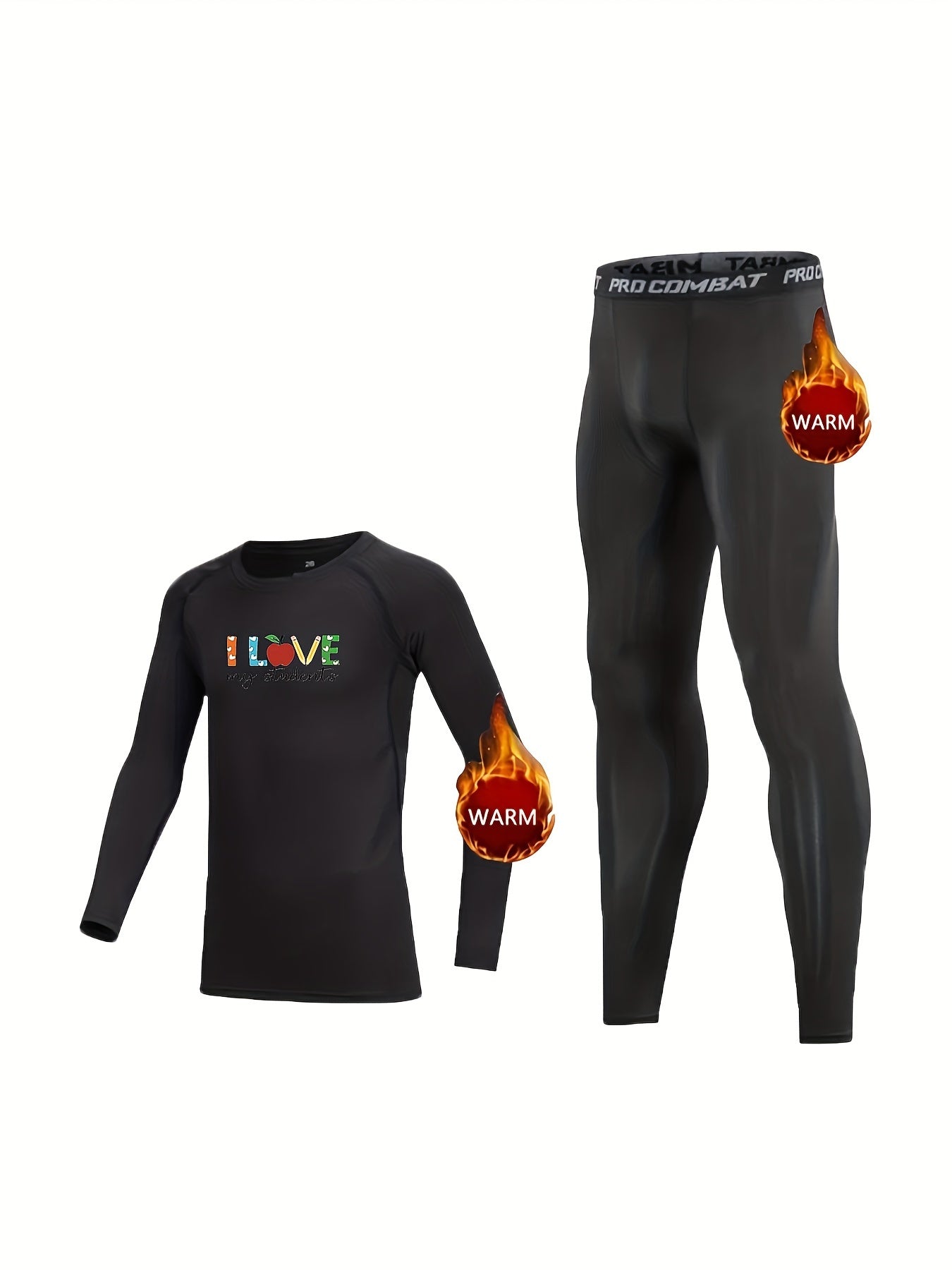 2pcs Love Print Fleece Compression Sets for Toddlers