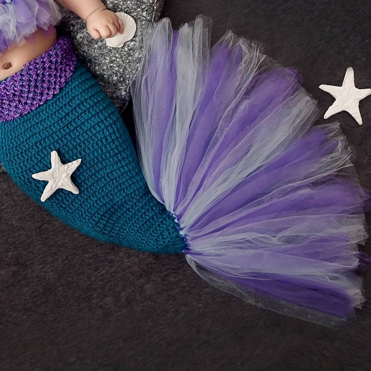 3pc Mermaid Baby Photo Costume Knitted Photography Props