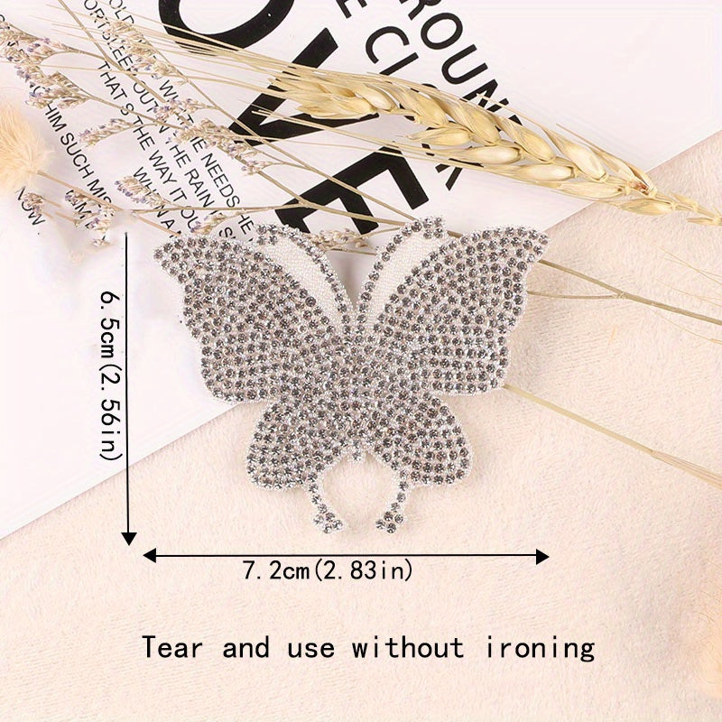 Colorful Rhinestone Butterfly Iron On Patches