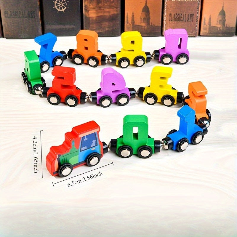 Wooden Magnetic Train Number Puzzle Toy 1-10 Interactive Learning Game