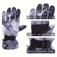Winter Ski Gloves Thickened And Velvet Windproof Waterproof