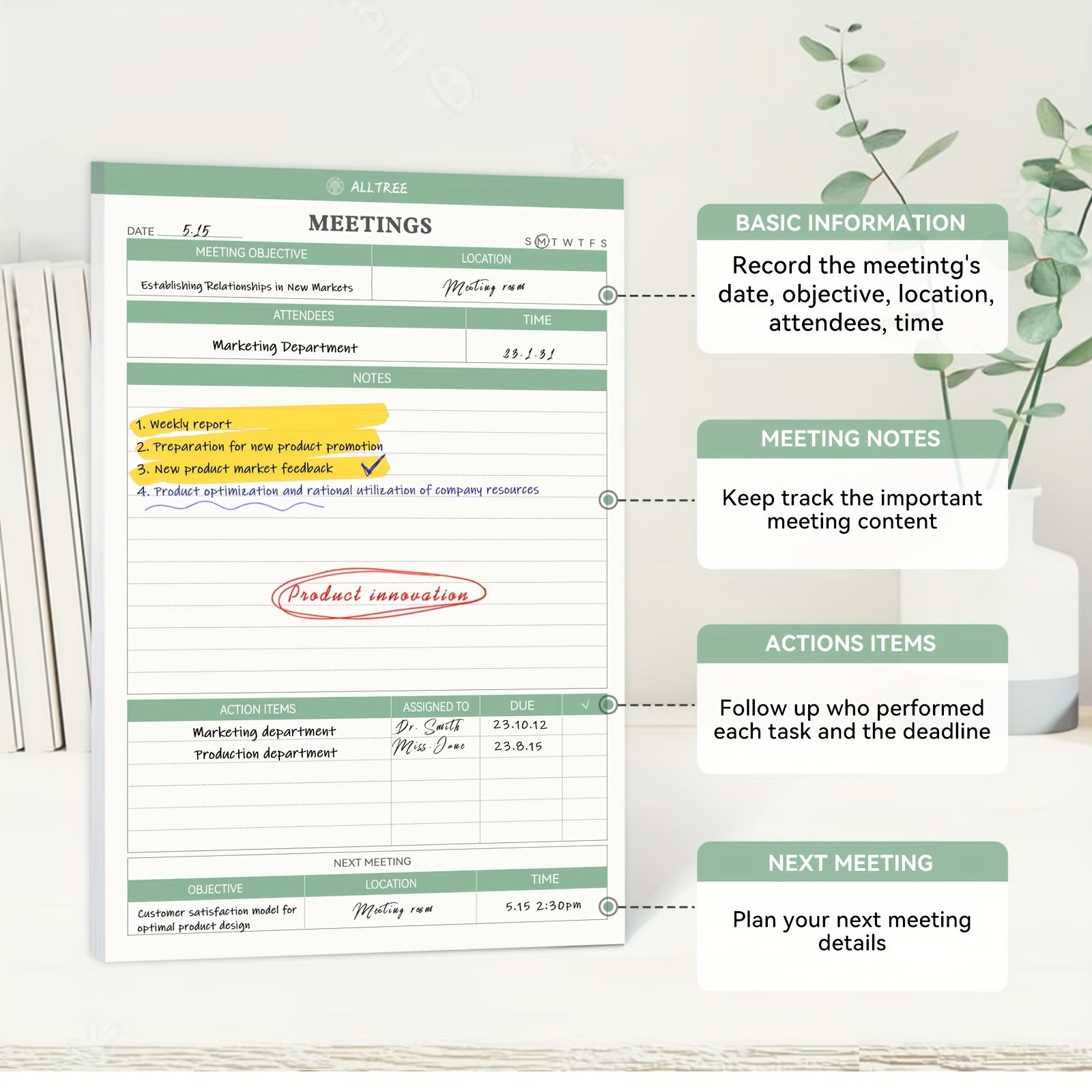 3 Packs Meeting Notes Notepad For Work Meeting Planner Organizer For Office
