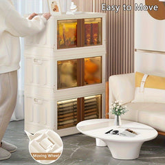 Plastic Storage Bins with Wheels Stackable Storage Bins DVD Front Opening