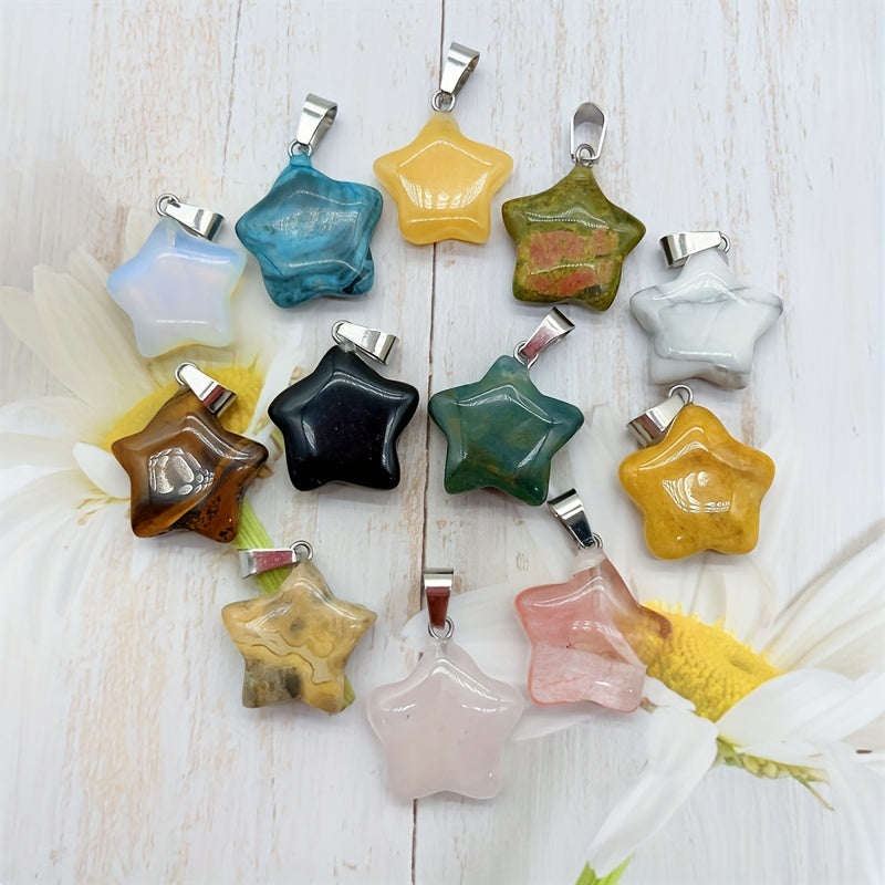 Natural Crystal Star Pendant Healing Gemstone Men