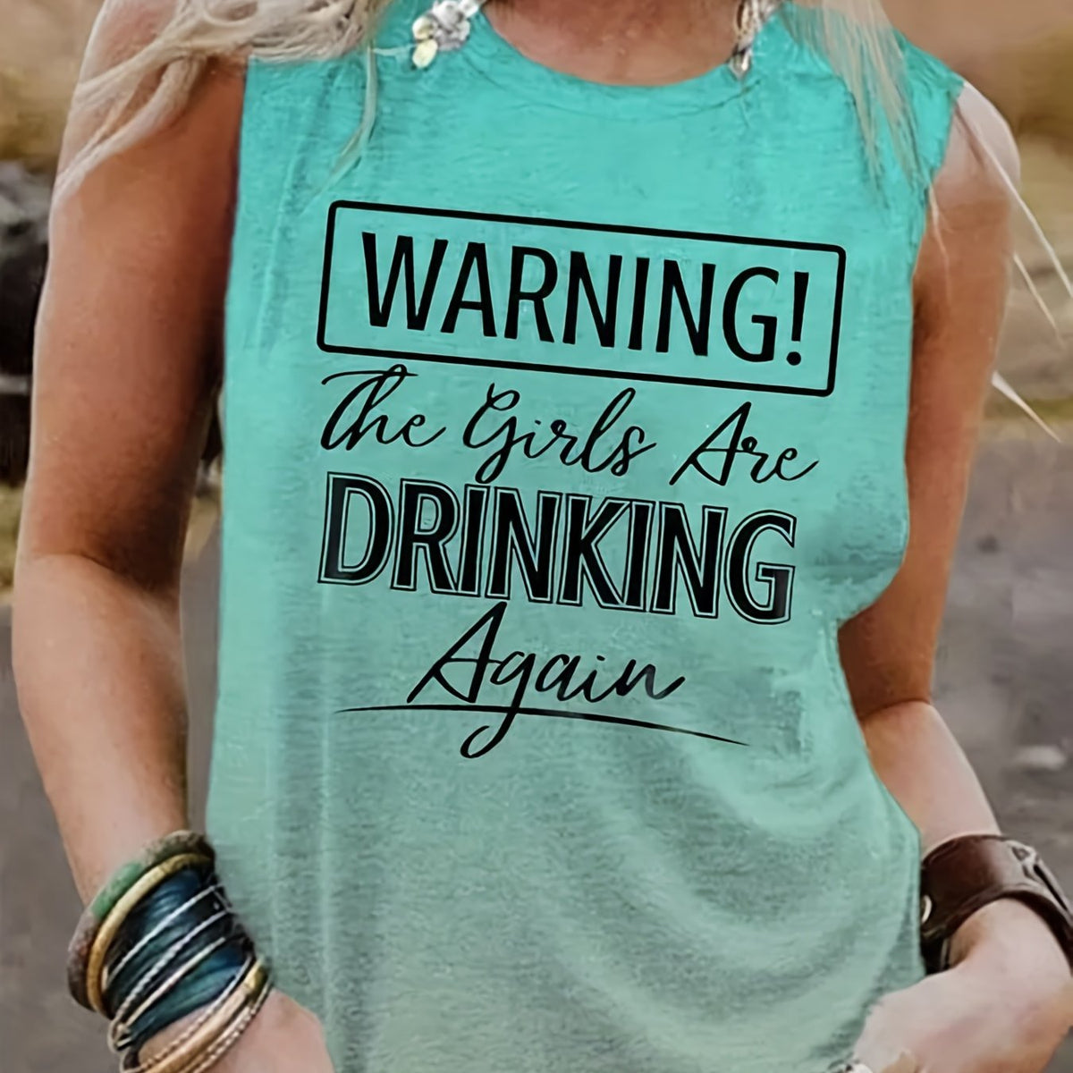 Letter Print Tank Top Sleeveless Summer Women's Clothing