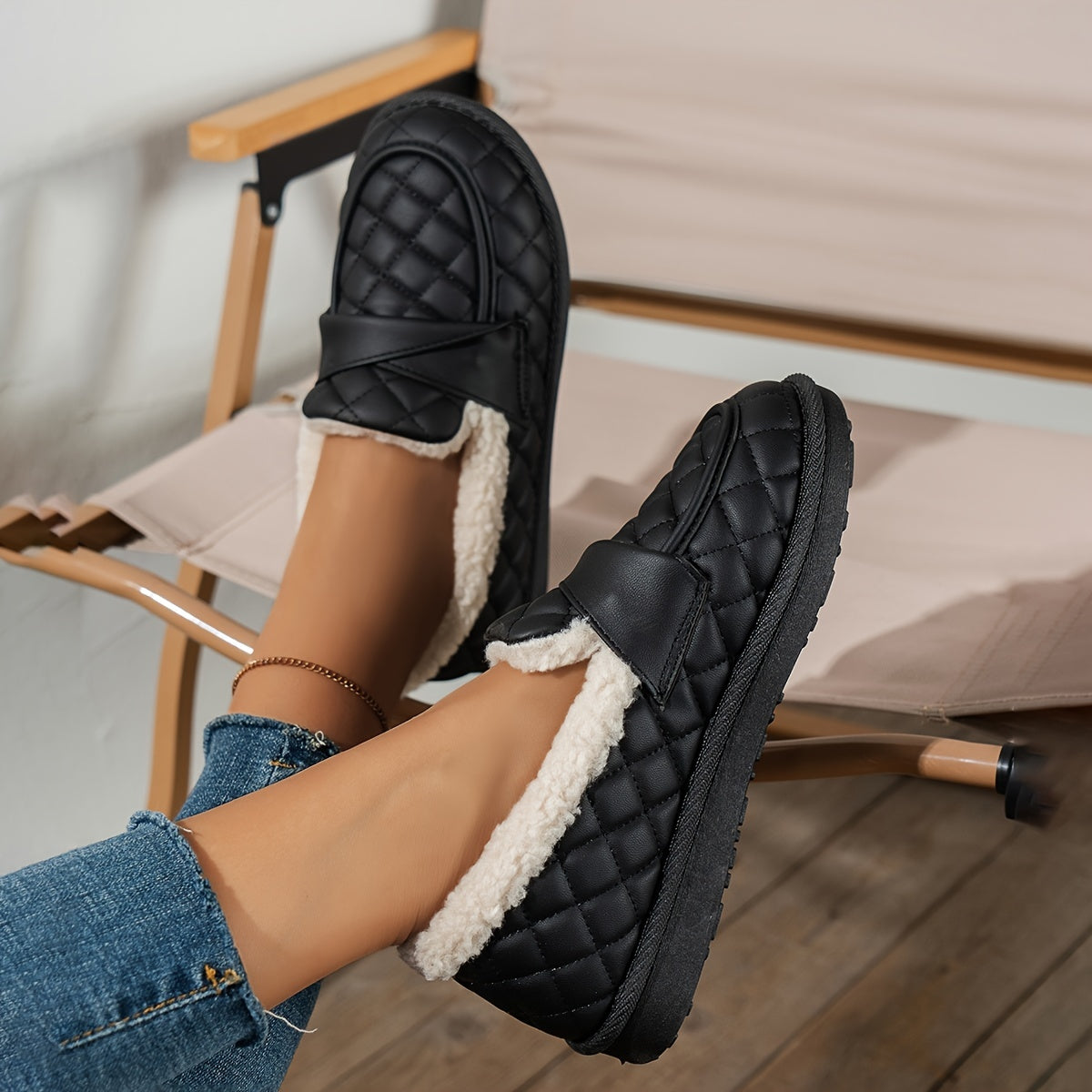 Women's Fleece Flat Loafers Lightweight Shoes