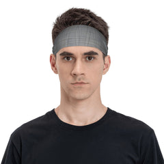Vintage Plaid Headband Elastic Fit Gray & Checkered Pattern