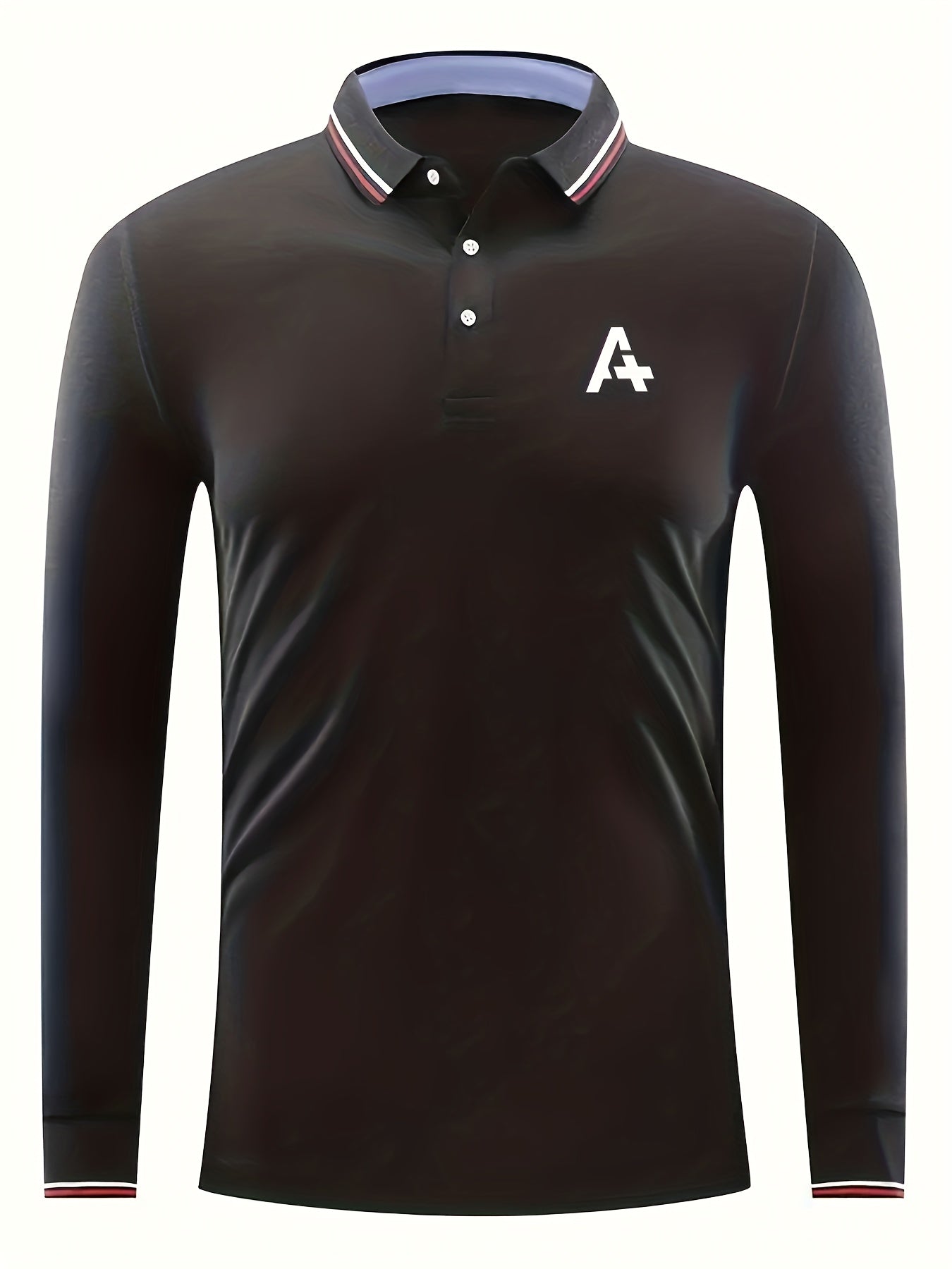 Men's Long Sleeve Polo Shirt - Patterned Casual Fit