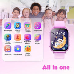 Pink Kids Smartwatch with HD Touch Screen Educational Games Music & Camera