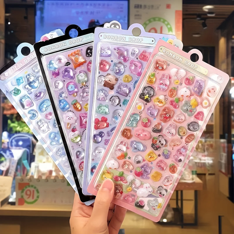 3D Relief Stickers Cartoon Animals Bread Resin Stickers