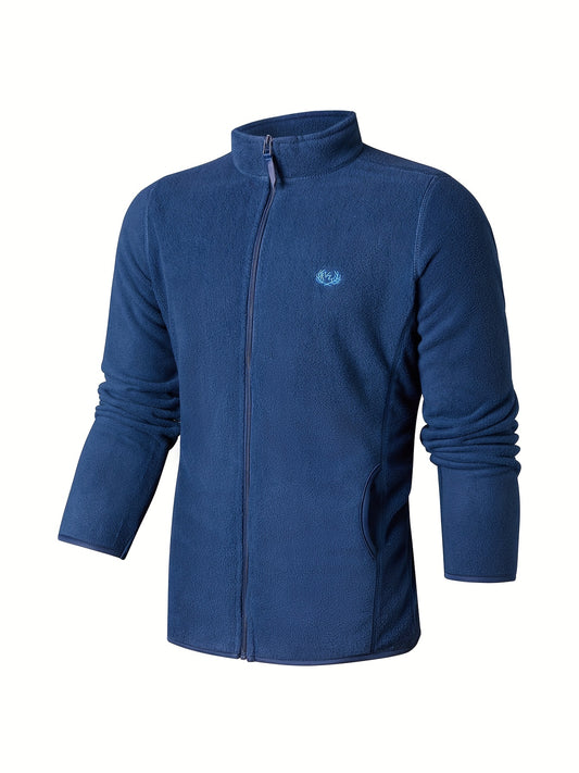 Men's Stand Collar Fleece Jacket Zipper Coat Gym Sports Warm Spring Autumn