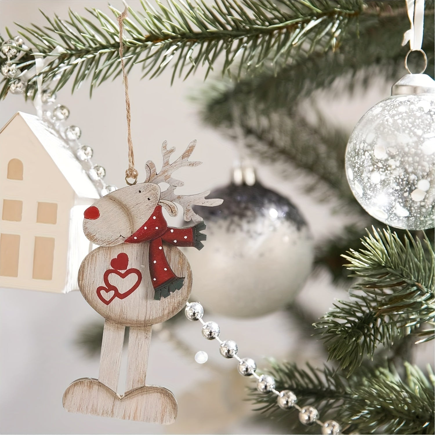 Christmas Elk Wooden Hanging Ornaments for Tree Decoration
