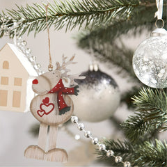 Christmas Elk Wooden Hanging Ornaments for Tree Decoration