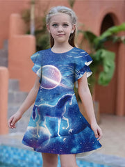 Summer Girls 3D Print Dresses Kids Party Princess Dress