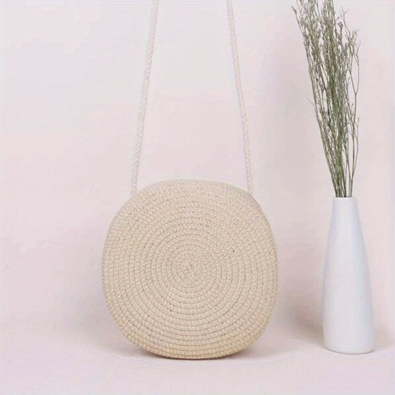 Woven Round Crossbody Bag Beach Handbag for Women