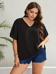  V Neck Flutter Sleeve Top
