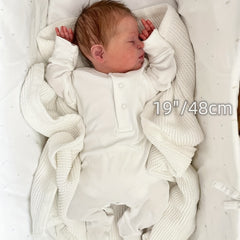 19" Simulation Reborn Doll Sleeping Baby Soft Cloth Body Implanted Hair