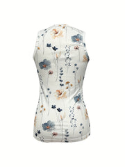 Floral Print Button Front Tank Top Sleeveless Summer Top