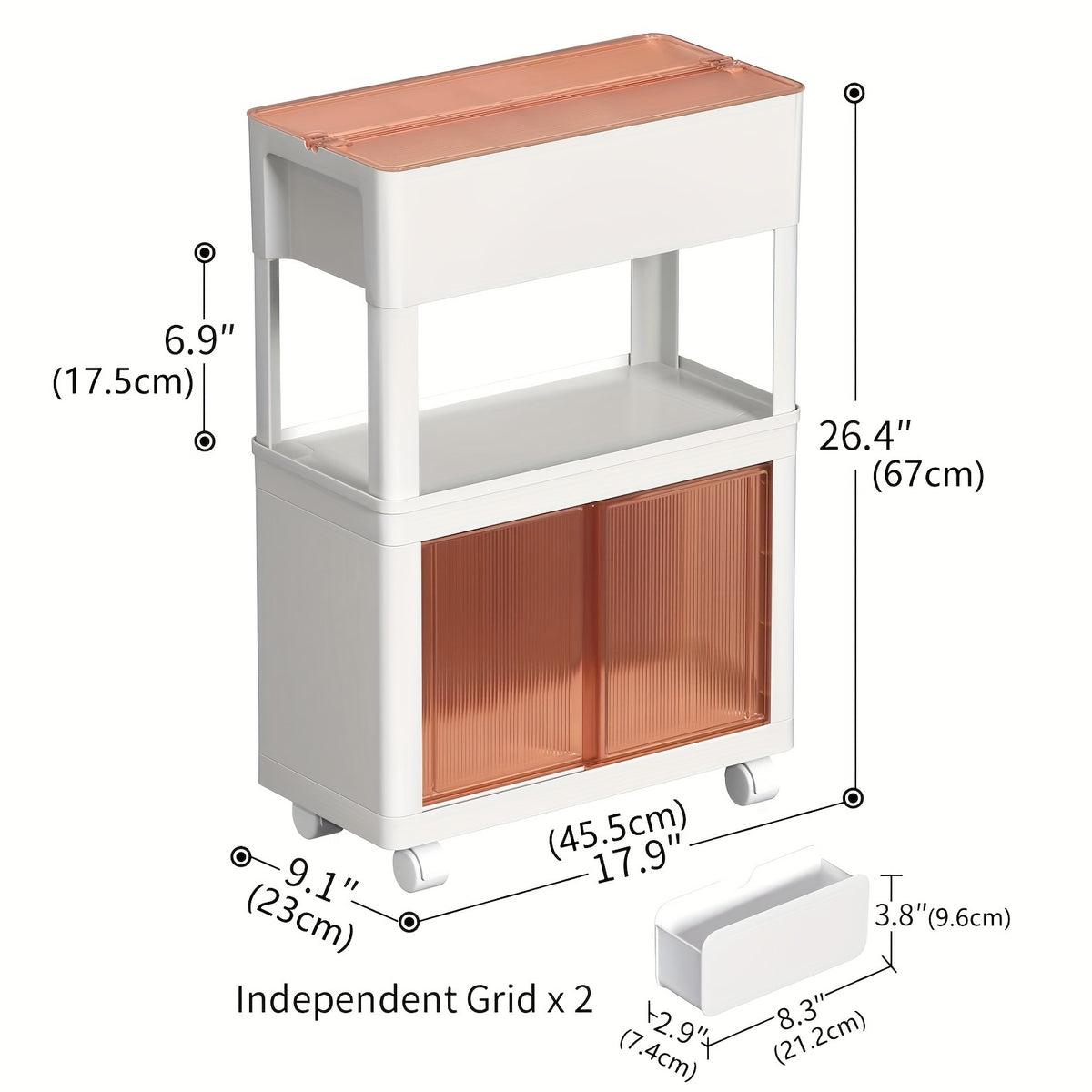3 Tier Slim Storage Rolling Cart With Wheels Snack Storage Cabinet Utility Cart