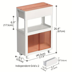 3 Tier Slim Storage Rolling Cart With Wheels Snack Storage Cabinet Utility Cart