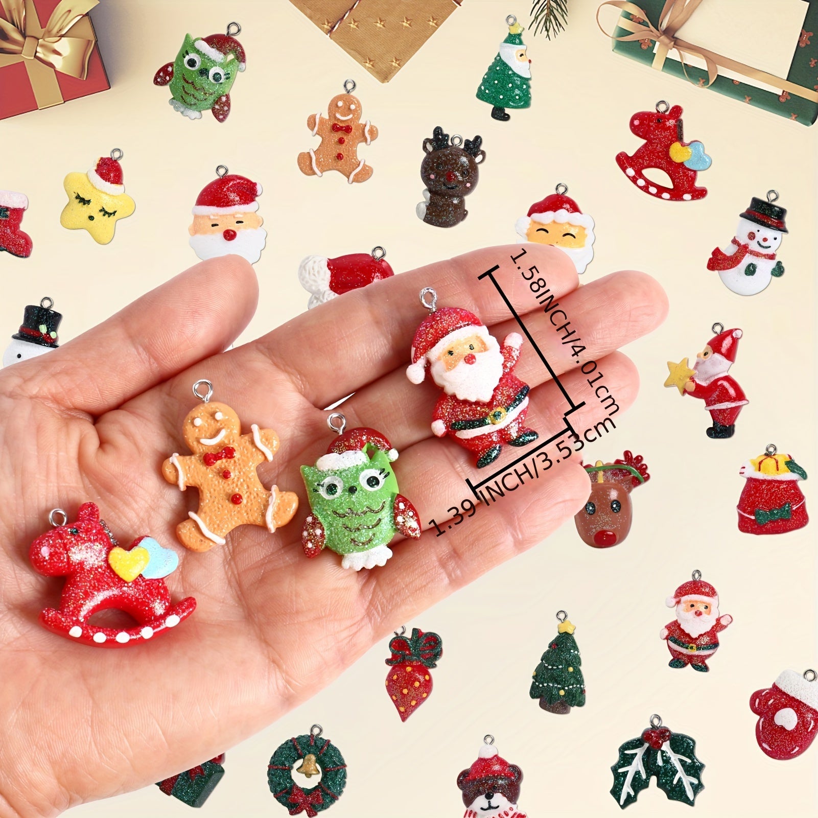 30 Resin Christmas Tree Snowflake Bell Pendants Decoration