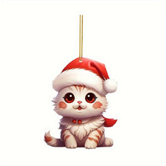 Cat Christmas 2D Hanging Ornament Xmas Tree Decoration