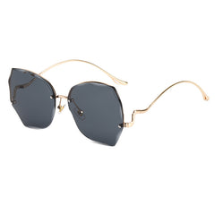 Gradient Rhinestone Oversized Polygon Sunglasses With Case
