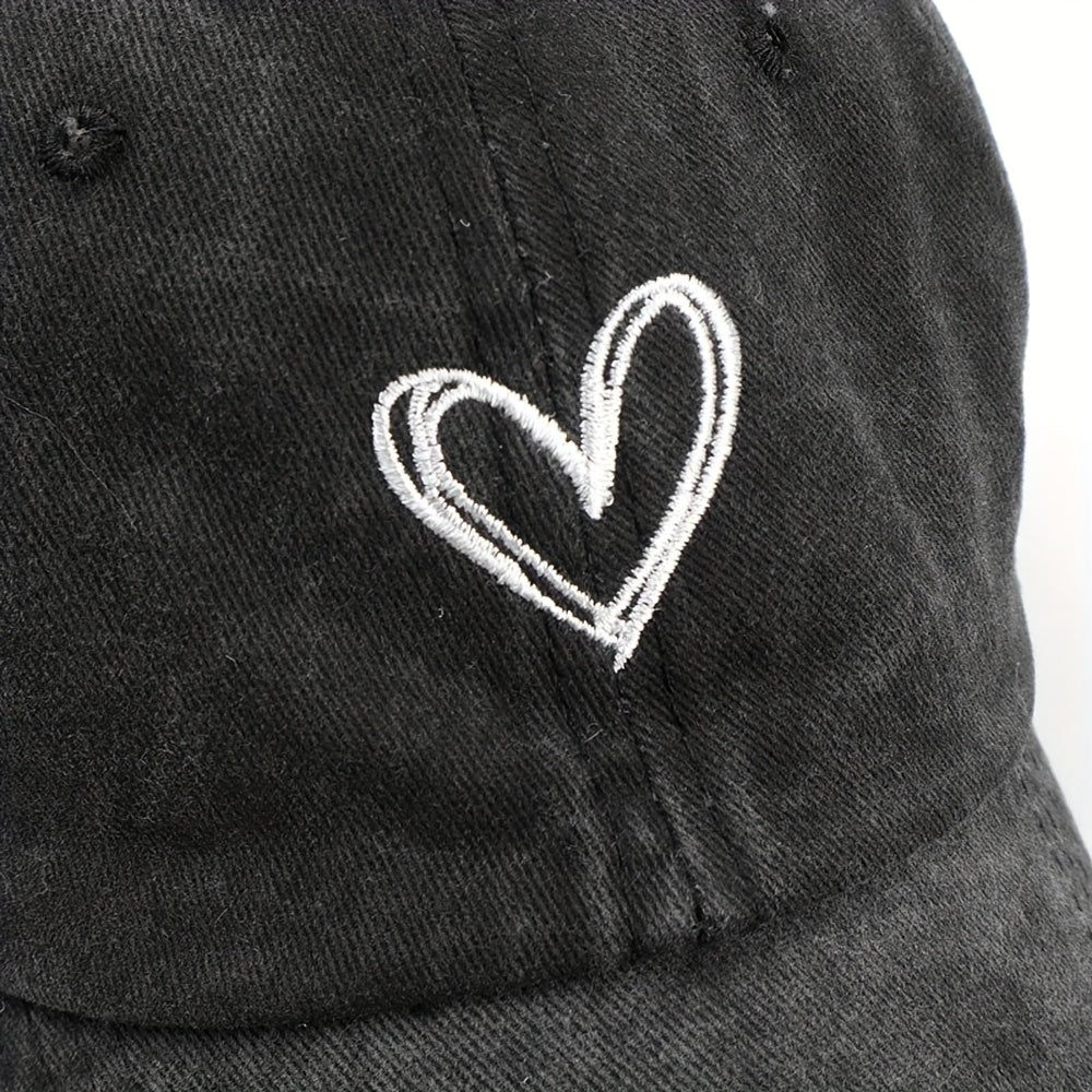 Vintage Baseball Cap Heart Embroidered Dad Hat Adjustable Sun Hats