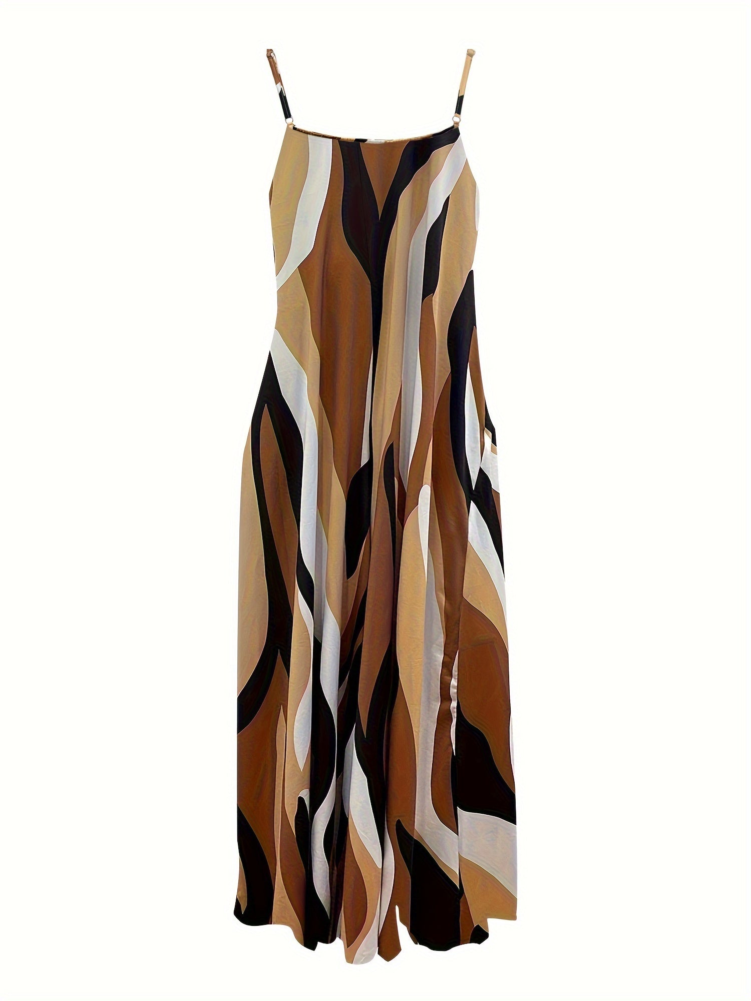  Allover Print V Neck Wide Leg Jumpsuit