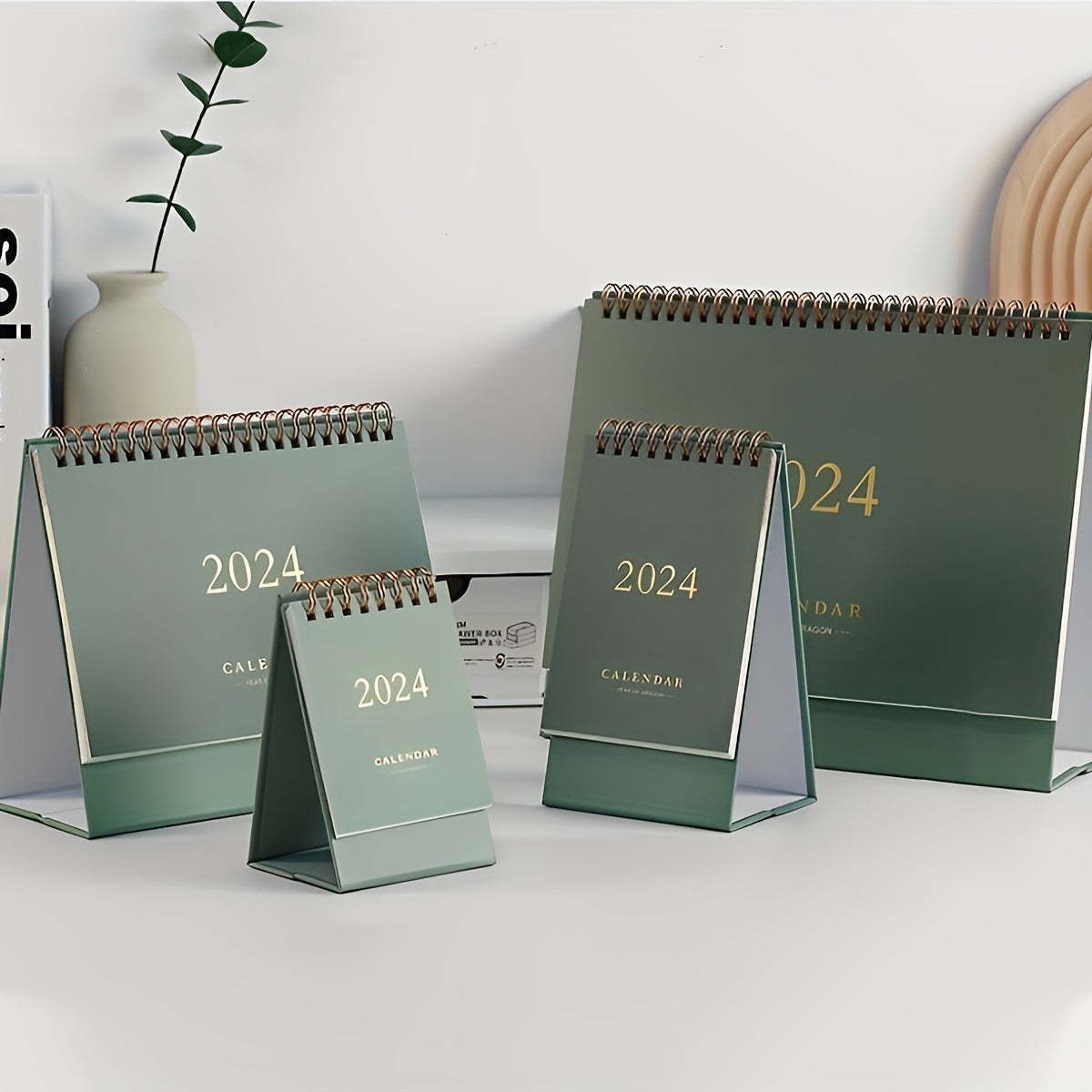 Green Gilded Desk Calendar for School & Office