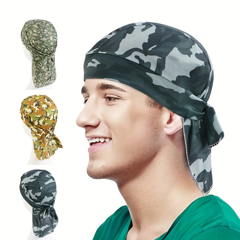 Camouflage Print Head Scarf Unisex Stretchy Head Wrap Bandana Beanie