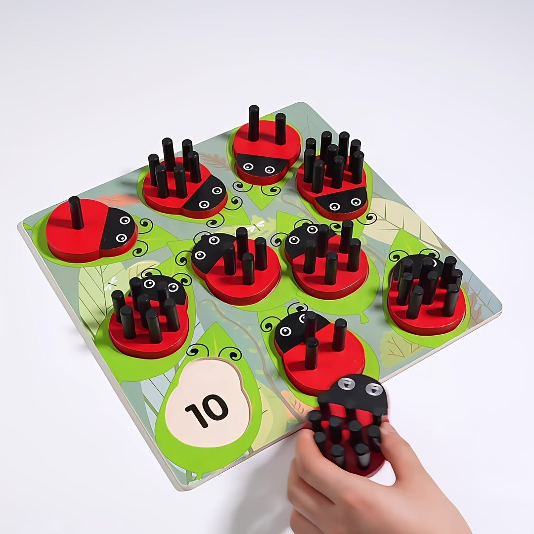 Ladybug Wooden Stacking Game Counting Math Toy Colorful Educational Toy