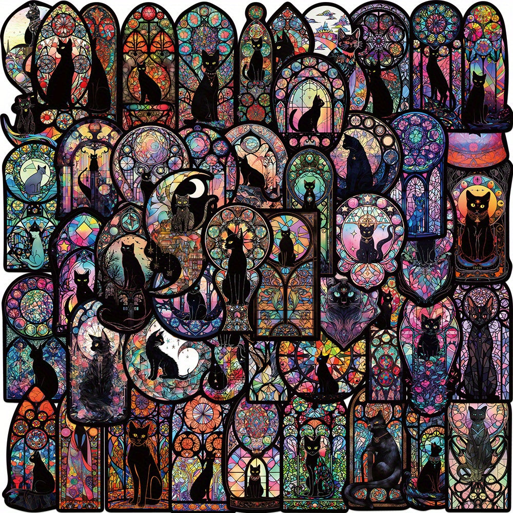 50pcs Gothic Cat Stickers Vampire Witch Arch Designs for Laptop Water Bottle Ska