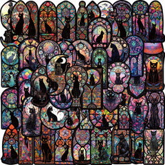 50pcs Gothic Cat Stickers Vampire Witch Arch Designs for Laptop Water Bottle Ska