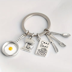 Cooking Tool Keychain Metal Toy Key Ring Purse Handbag Car Charm Gift