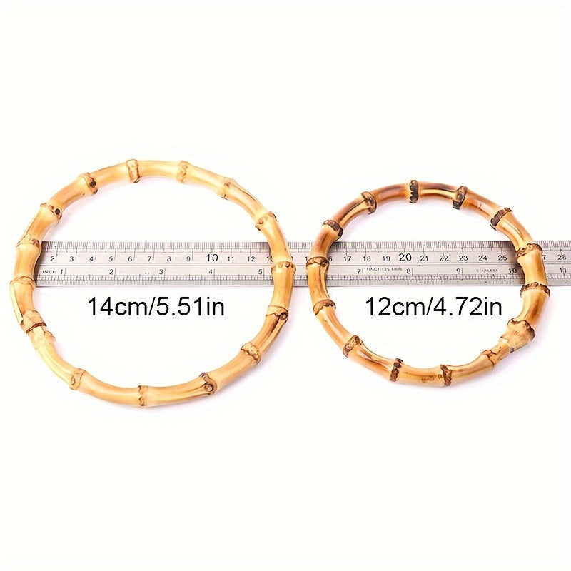 1pc Bamboo Handle Diy Bag Material Wooden Bamboo Ring Bamboo Bag Handle