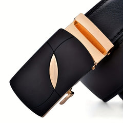 Men's Leather Belt Automatic Buckle Business Waist Strap