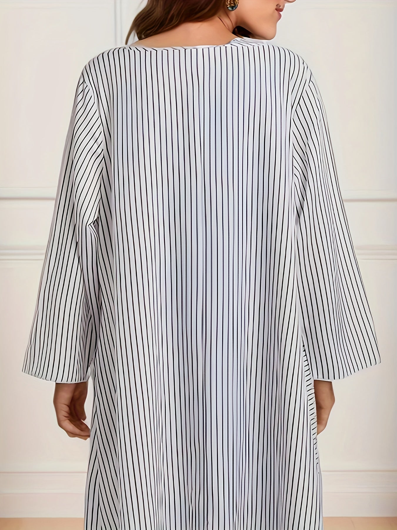  Colorblock Stripe Print Midi Dress