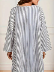  Colorblock Stripe Print Midi Dress