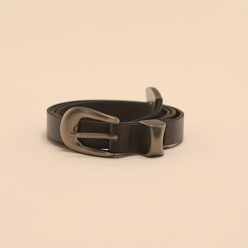 Vintage Oval Buckle PU Belt Hip Hop Women Men