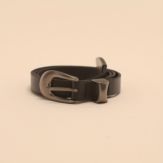 Vintage Oval Buckle PU Belt Hip Hop Women Men