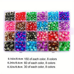 Glass Bead Set Box 8 Beaded Loose Beads DIT Bracelet Necklace Jewelry