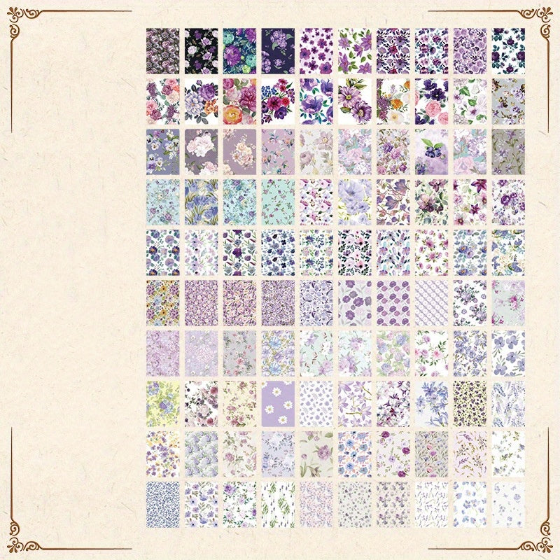 100pcs Senyu Garden Handbook Retro Flower Sticker Book