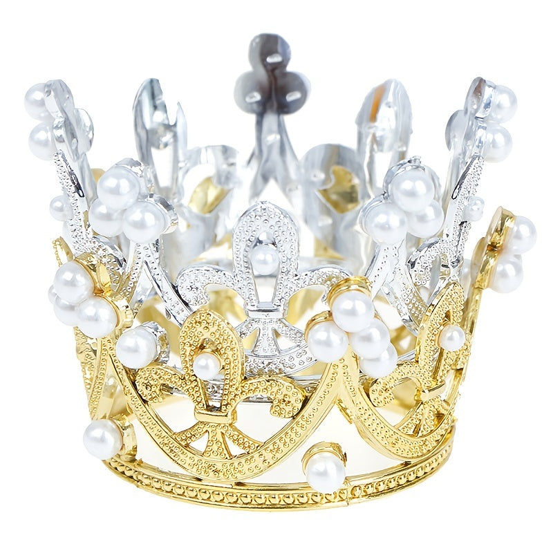 Mini Crown Princess Topper Crystal Pearl Hair Ornaments for Wedding
