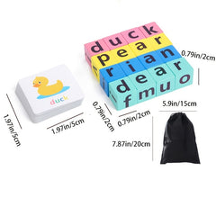 Wooden Spelling Game Building Blocks with Cards for Kids Learning Toy