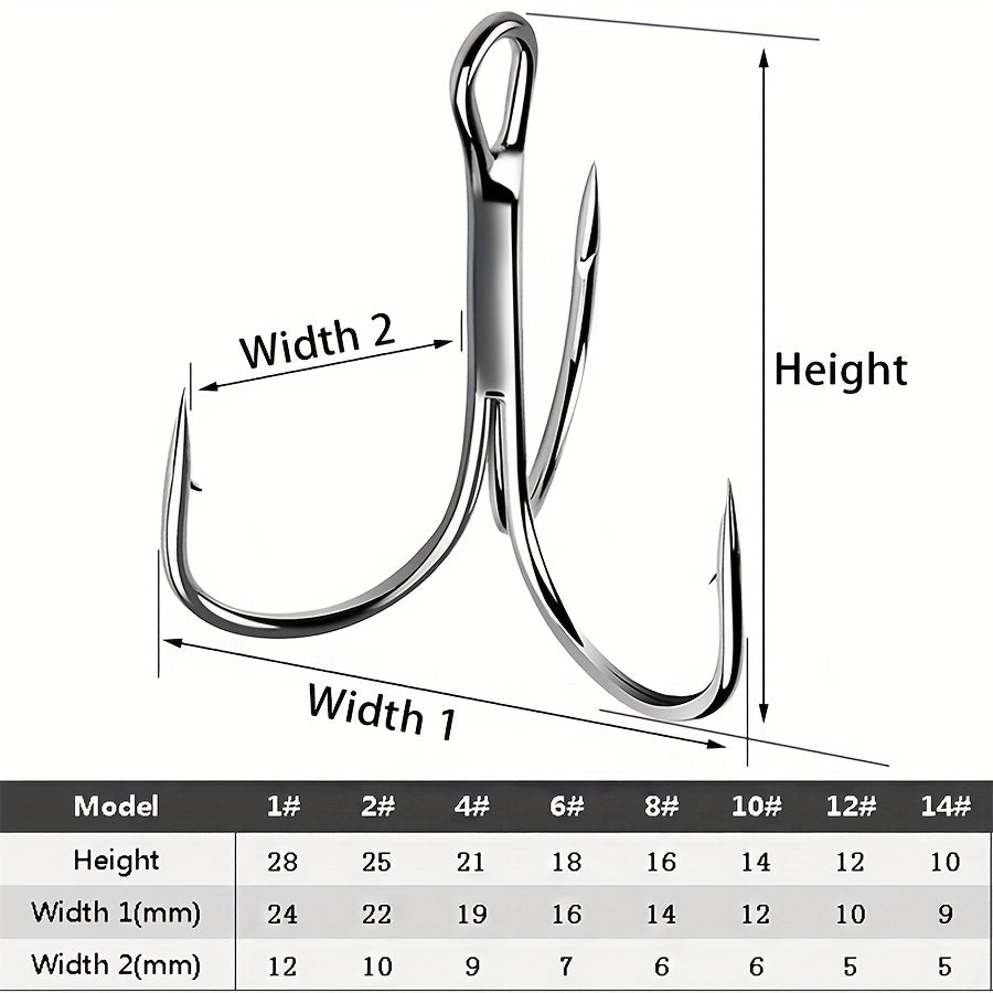 75pcs No 1-14 Iron Treble Hooks Fishing Accessories