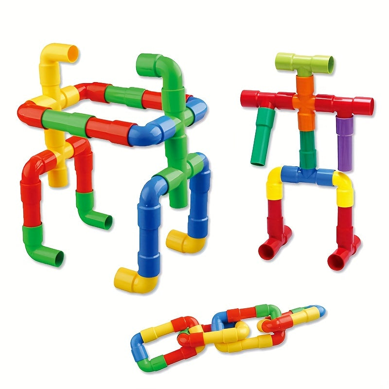 Colorful Water Pipe Building Blocks Kids DIY Tunnel Block Model Toy
