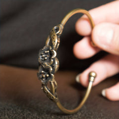 Vintage Brass 3D Flower Bracelet Retro Copper Adjustable Bracelet Gift