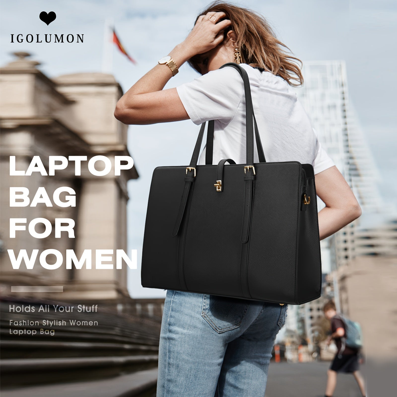 IGOLUMON Laptop Bag Waterproof Work Shoulder Bag